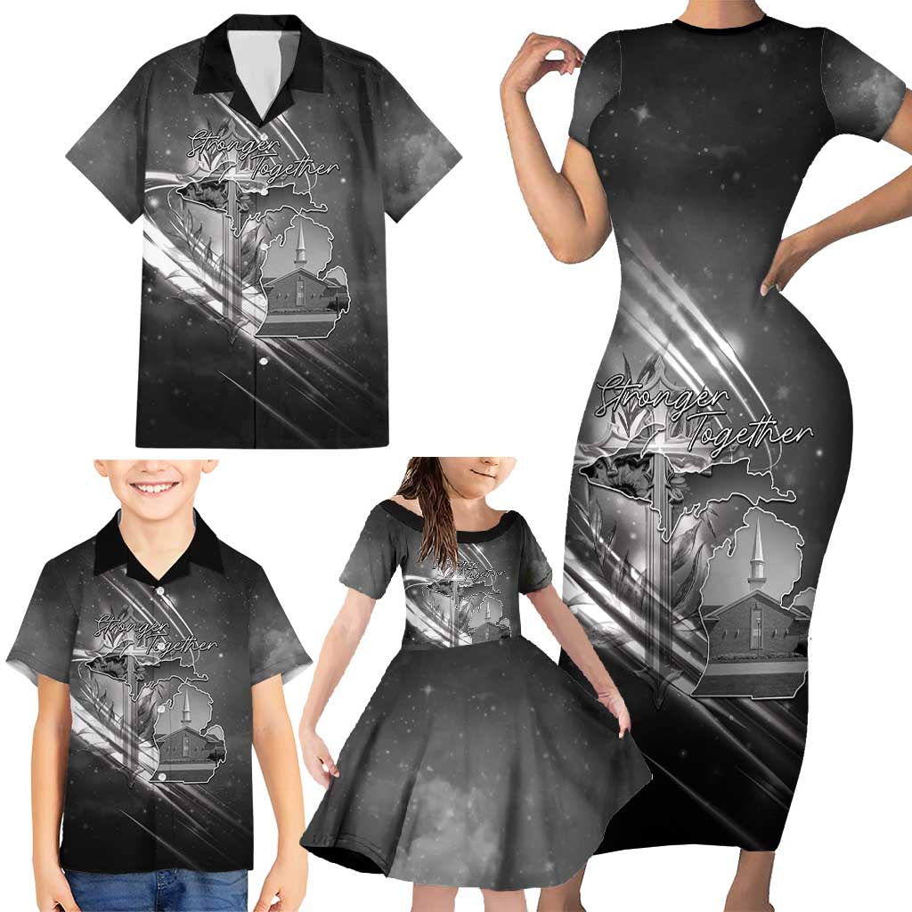 Pray For Grand Blanc Family Matching Short Sleeve Bodycon Dress and Hawaiian Shirt Pray For Liberty - Wonder Print Shop