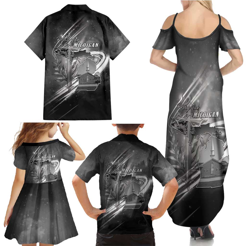 Pray For Grand Blanc Family Matching Summer Maxi Dress and Hawaiian Shirt Pray For Liberty - Wonder Print Shop
