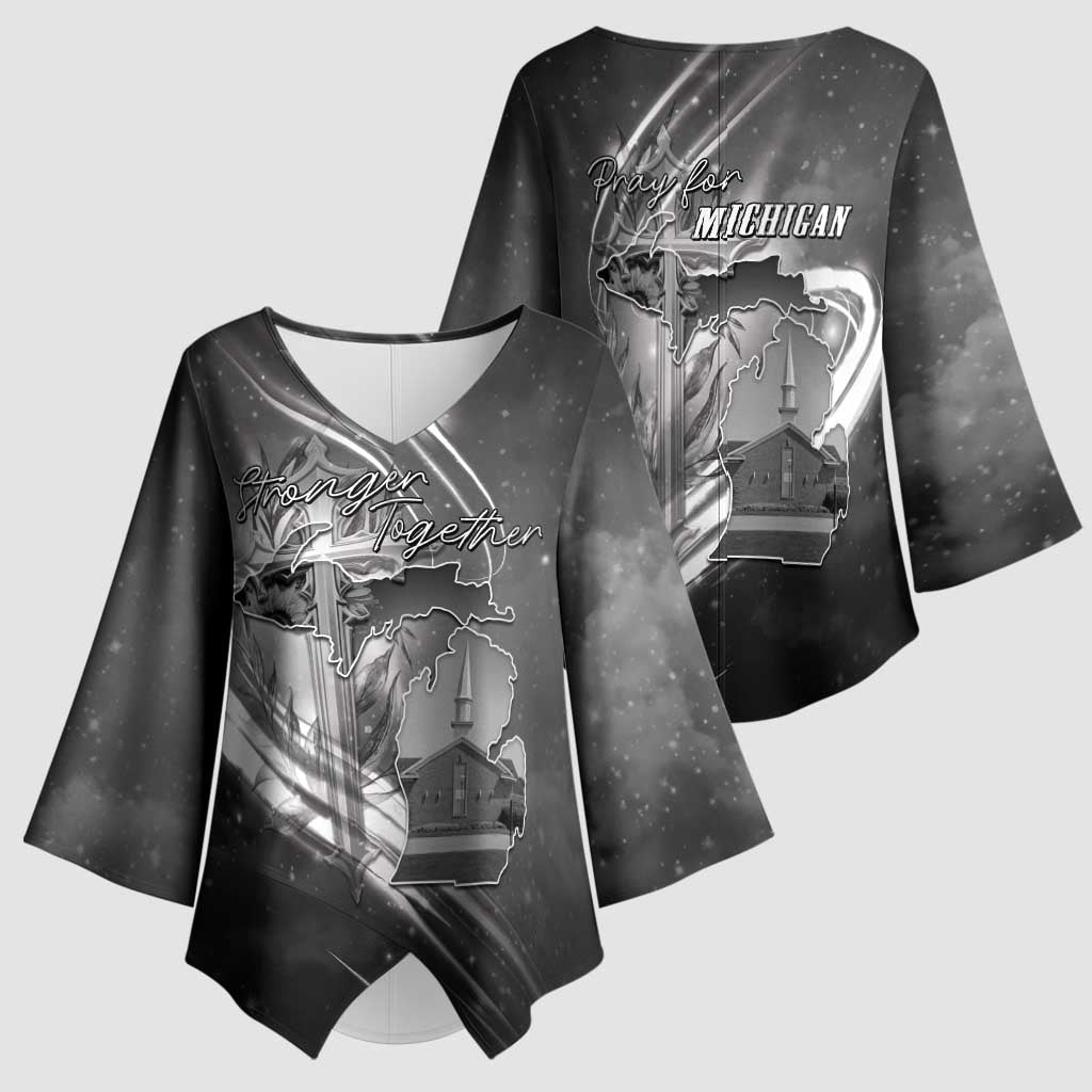 Pray For Grand Blanc Kimono Sleeve Blouse Pray For Liberty - Wonder Print Shop