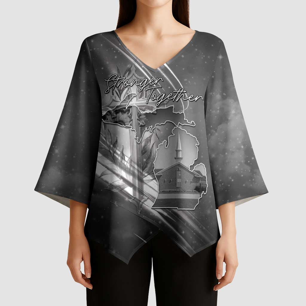 Pray For Grand Blanc Kimono Sleeve Blouse Pray For Liberty - Wonder Print Shop