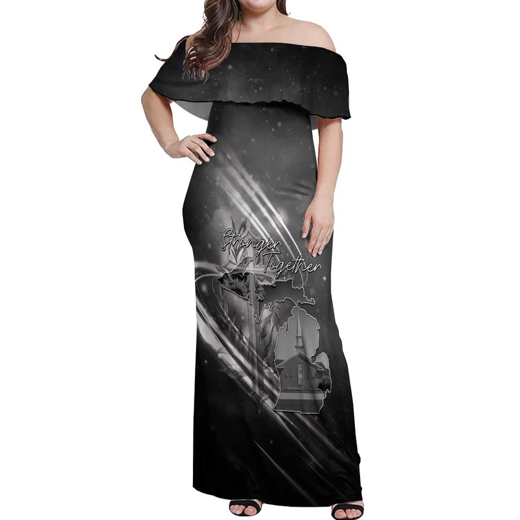 Pray For Grand Blanc Off Shoulder Maxi Dress Pray For Liberty - Wonder Print Shop