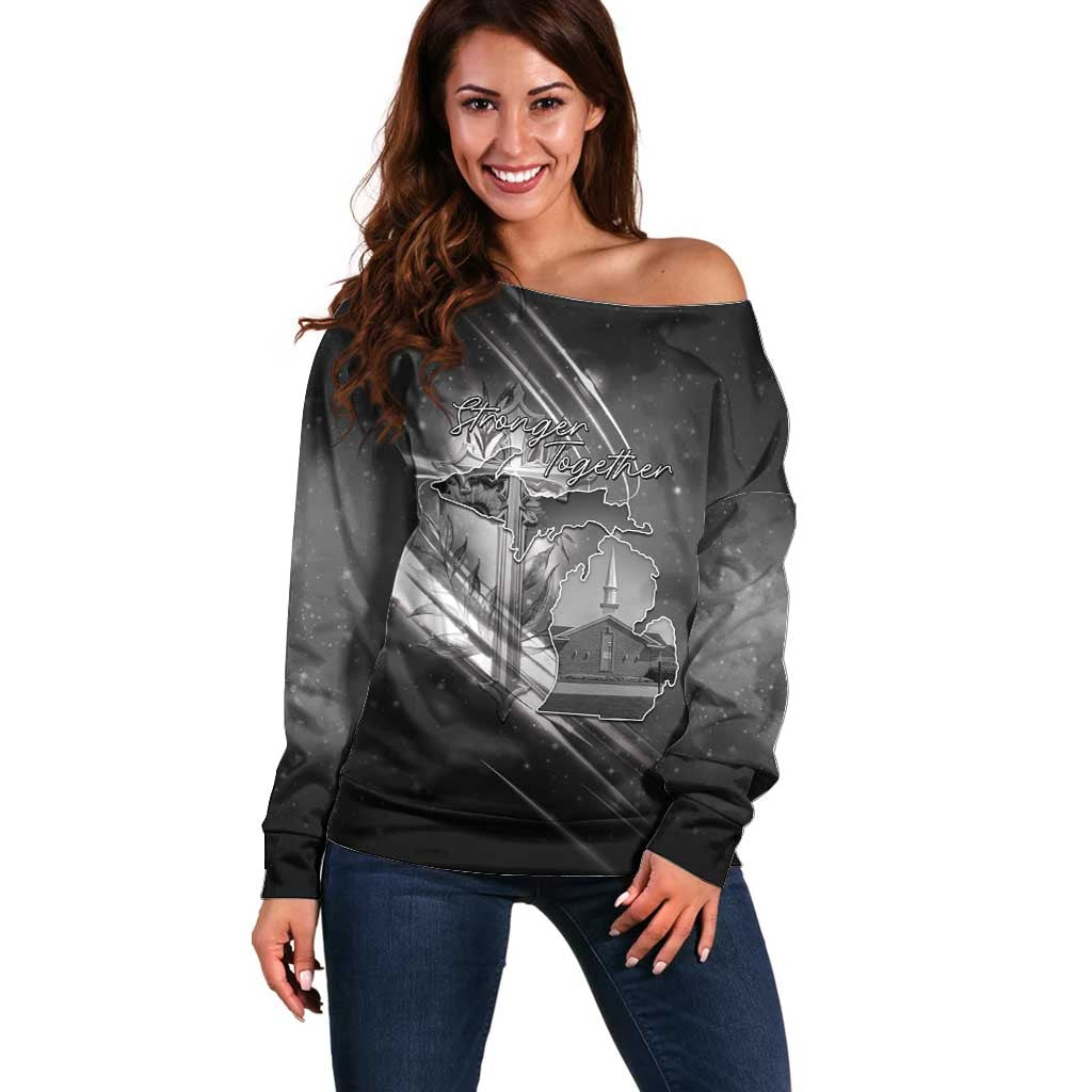 Pray For Grand Blanc Off Shoulder Sweater Pray For Liberty - Wonder Print Shop