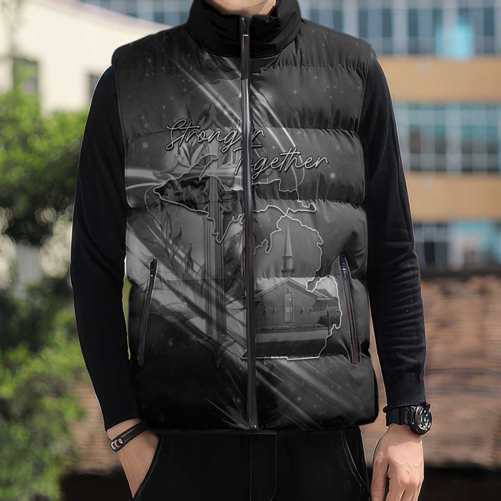 Pray For Grand Blanc Sleeveless Puffer Jacket Pray For Liberty - Wonder Print Shop