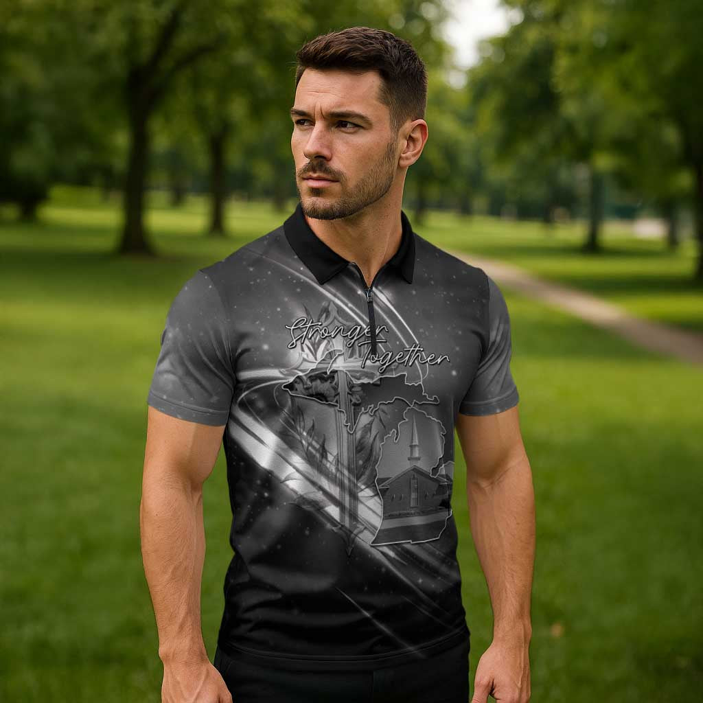 Pray For Grand Blanc Zipper Polo Shirt Pray For Liberty - Wonder Print Shop