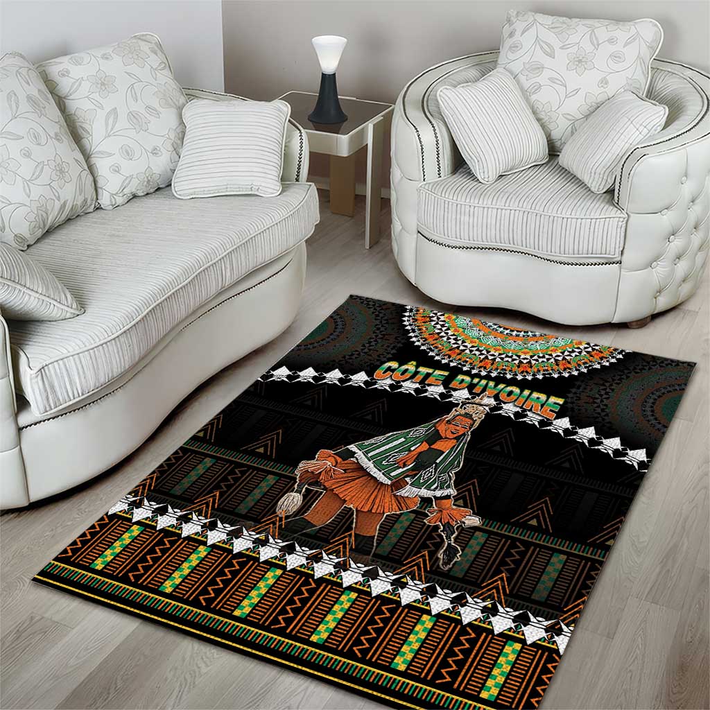 Ivory Coast Festival Of Masks Area Rug Traditional Zaouli Dance LT05 - Wonder Print Shop