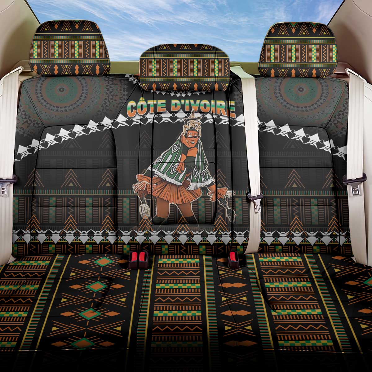 Ivory Coast Festival Of Masks Back Car Seat Cover Traditional Zaouli Dance LT05 - Wonder Print Shop