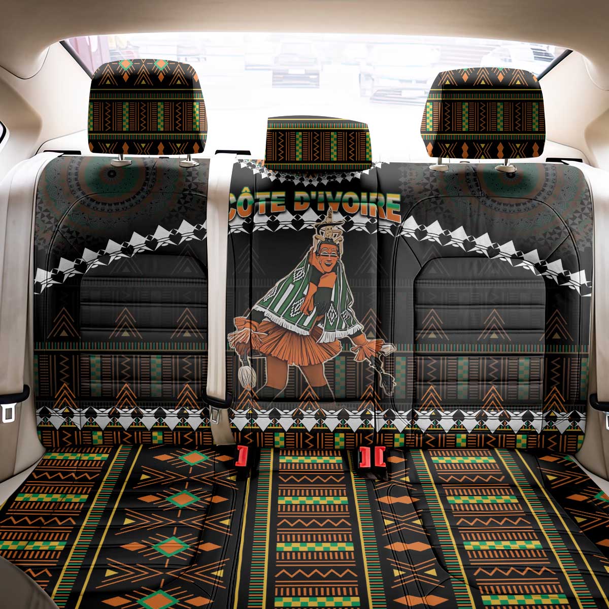 Ivory Coast Festival Of Masks Back Car Seat Cover Traditional Zaouli Dance LT05 - Wonder Print Shop