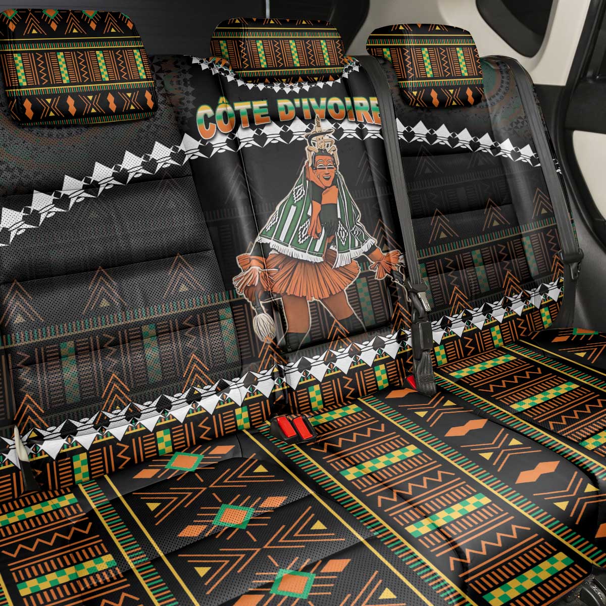 Ivory Coast Festival Of Masks Back Car Seat Cover Traditional Zaouli Dance LT05 - Wonder Print Shop