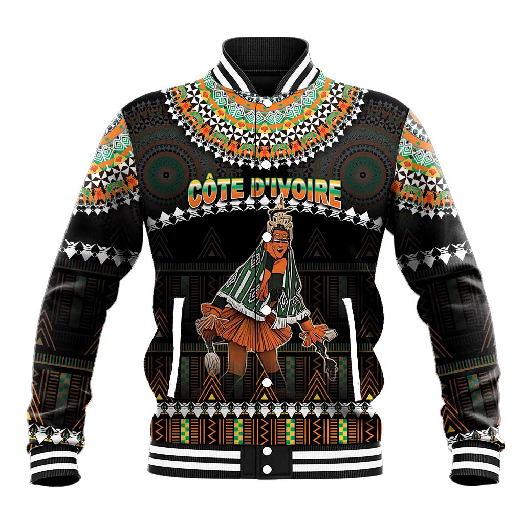 Ivory Coast Festival Of Masks Baseball Jacket Traditional Zaouli Dance LT05 - Wonder Print Shop