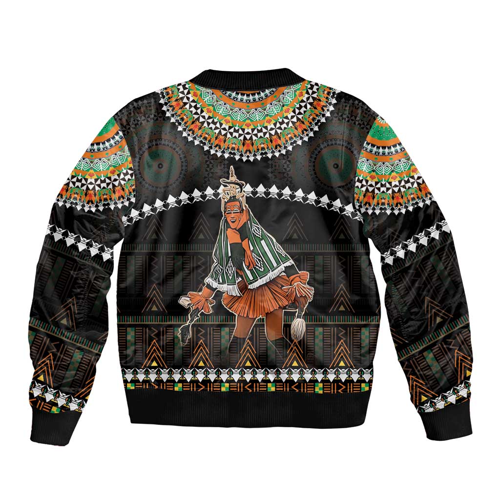 Ivory Coast Festival Of Masks Bomber Jacket Traditional Zaouli Dance LT05 - Wonder Print Shop