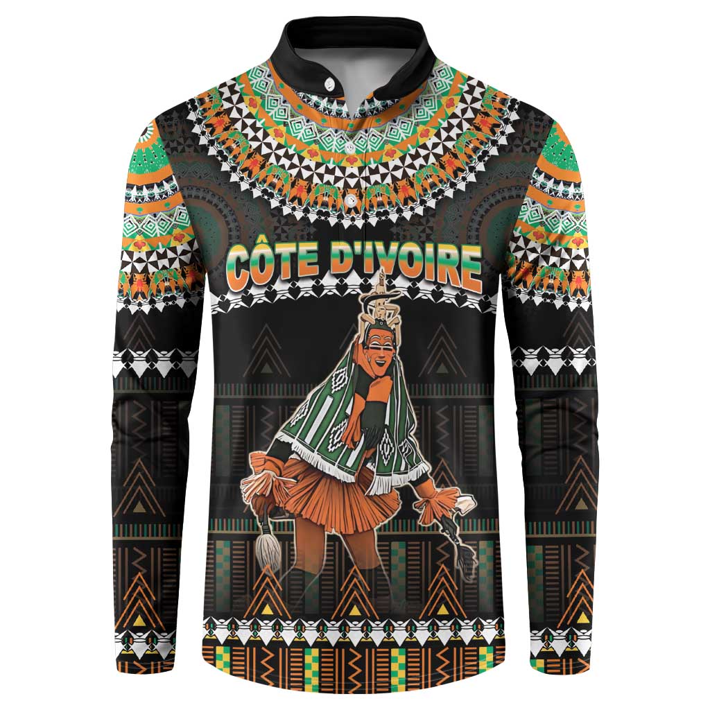 Ivory Coast Festival Of Masks Button Sweatshirt Traditional Zaouli Dance LT05 - Wonder Print Shop