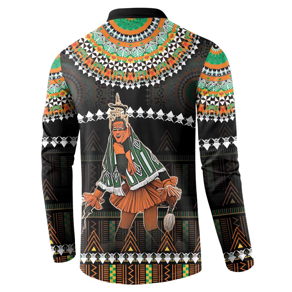 Ivory Coast Festival Of Masks Button Sweatshirt Traditional Zaouli Dance LT05 - Wonder Print Shop