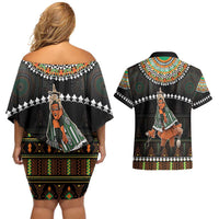 Ivory Coast Festival Of Masks Couples Matching Off Shoulder Short Dress and Hawaiian Shirt Traditional Zaouli Dance LT05 - Wonder Print Shop