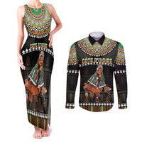 Ivory Coast Festival Of Masks Couples Matching Tank Maxi Dress and Long Sleeve Button Shirt Traditional Zaouli Dance LT05 - Wonder Print Shop