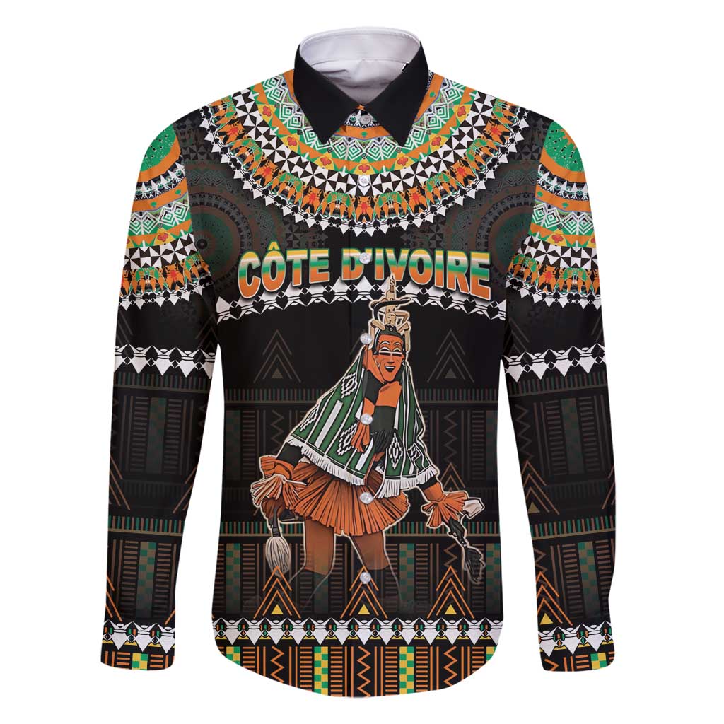 Ivory Coast Festival Of Masks Family Matching Long Sleeve Bodycon Dress and Hawaiian Shirt Traditional Zaouli Dance LT05 - Wonder Print Shop