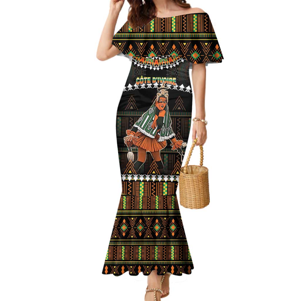 Ivory Coast Festival Of Masks Family Matching Mermaid Dress and Hawaiian Shirt Traditional Zaouli Dance LT05 - Wonder Print Shop