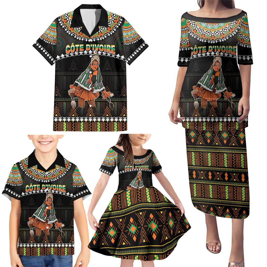 Ivory Coast Festival Of Masks Family Matching Puletasi and Hawaiian Shirt Traditional Zaouli Dance LT05 - Wonder Print Shop