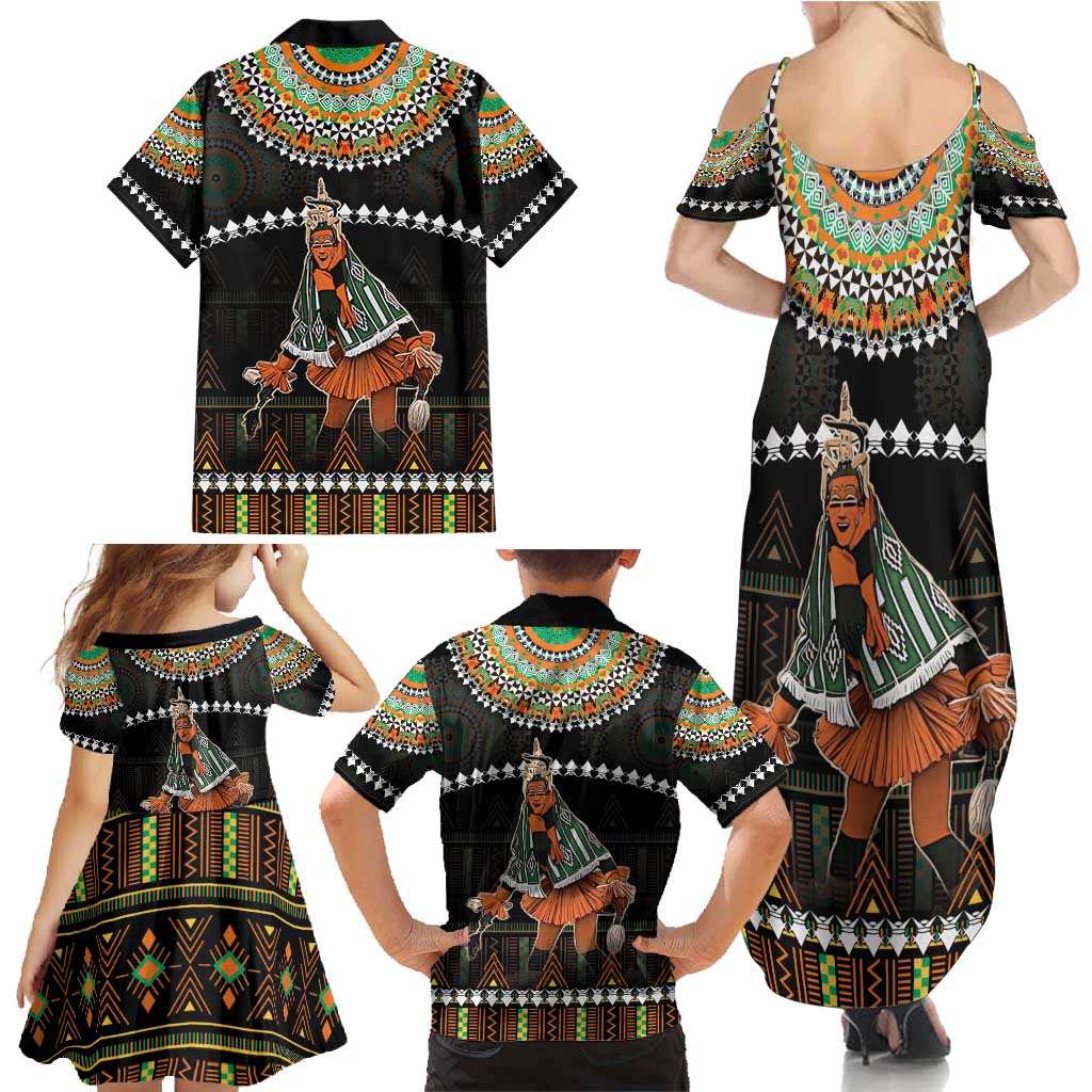 Ivory Coast Festival Of Masks Family Matching Summer Maxi Dress and Hawaiian Shirt Traditional Zaouli Dance LT05 - Wonder Print Shop