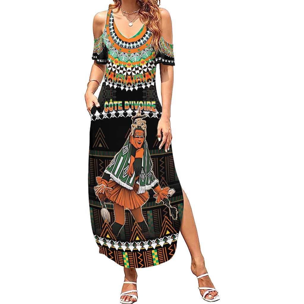 Ivory Coast Festival Of Masks Family Matching Summer Maxi Dress and Hawaiian Shirt Traditional Zaouli Dance LT05 - Wonder Print Shop