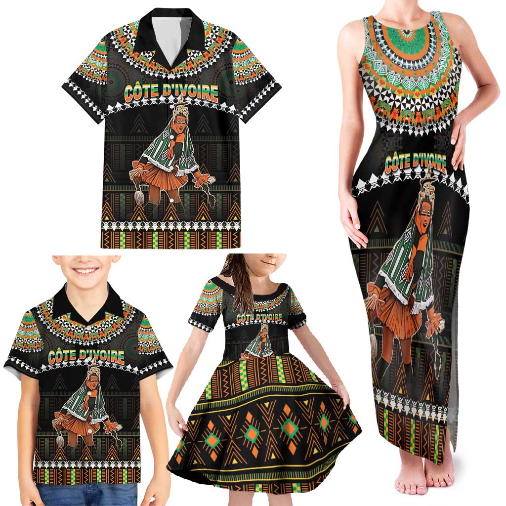 Ivory Coast Festival Of Masks Family Matching Tank Maxi Dress and Hawaiian Shirt Traditional Zaouli Dance LT05 - Wonder Print Shop