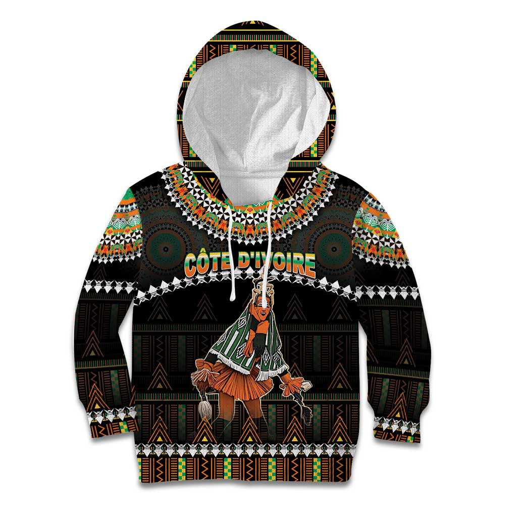 Ivory Coast Festival Of Masks Kid Hoodie Traditional Zaouli Dance LT05 - Wonder Print Shop