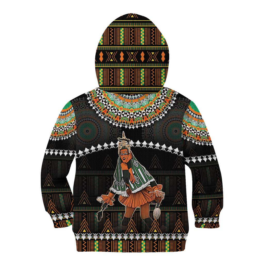 Ivory Coast Festival Of Masks Kid Hoodie Traditional Zaouli Dance LT05 - Wonder Print Shop