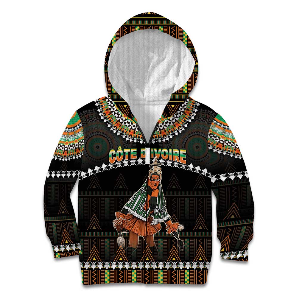 Ivory Coast Festival Of Masks Kid Hoodie Traditional Zaouli Dance LT05 - Wonder Print Shop