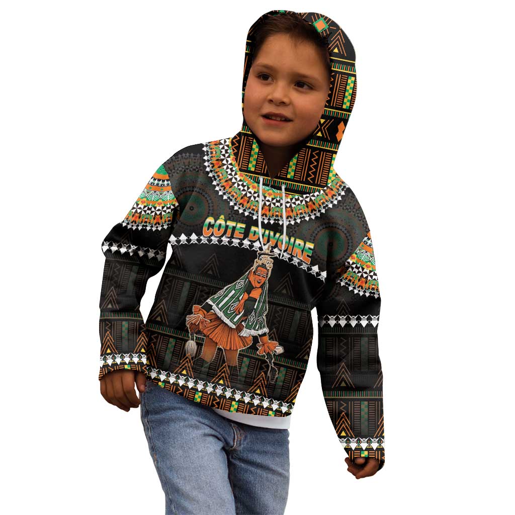 Ivory Coast Festival Of Masks Kid Hoodie Traditional Zaouli Dance LT05 - Wonder Print Shop