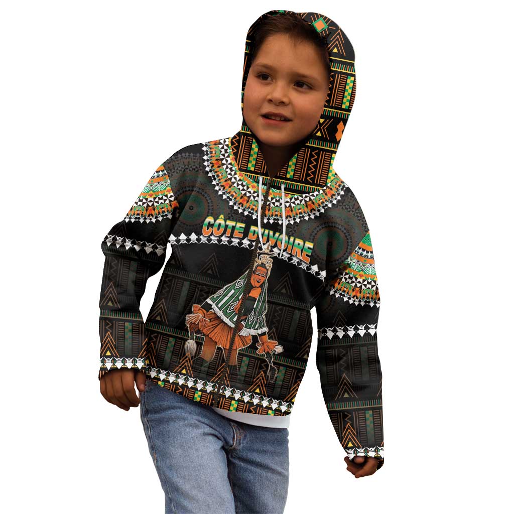 Ivory Coast Festival Of Masks Kid Hoodie Traditional Zaouli Dance LT05 - Wonder Print Shop