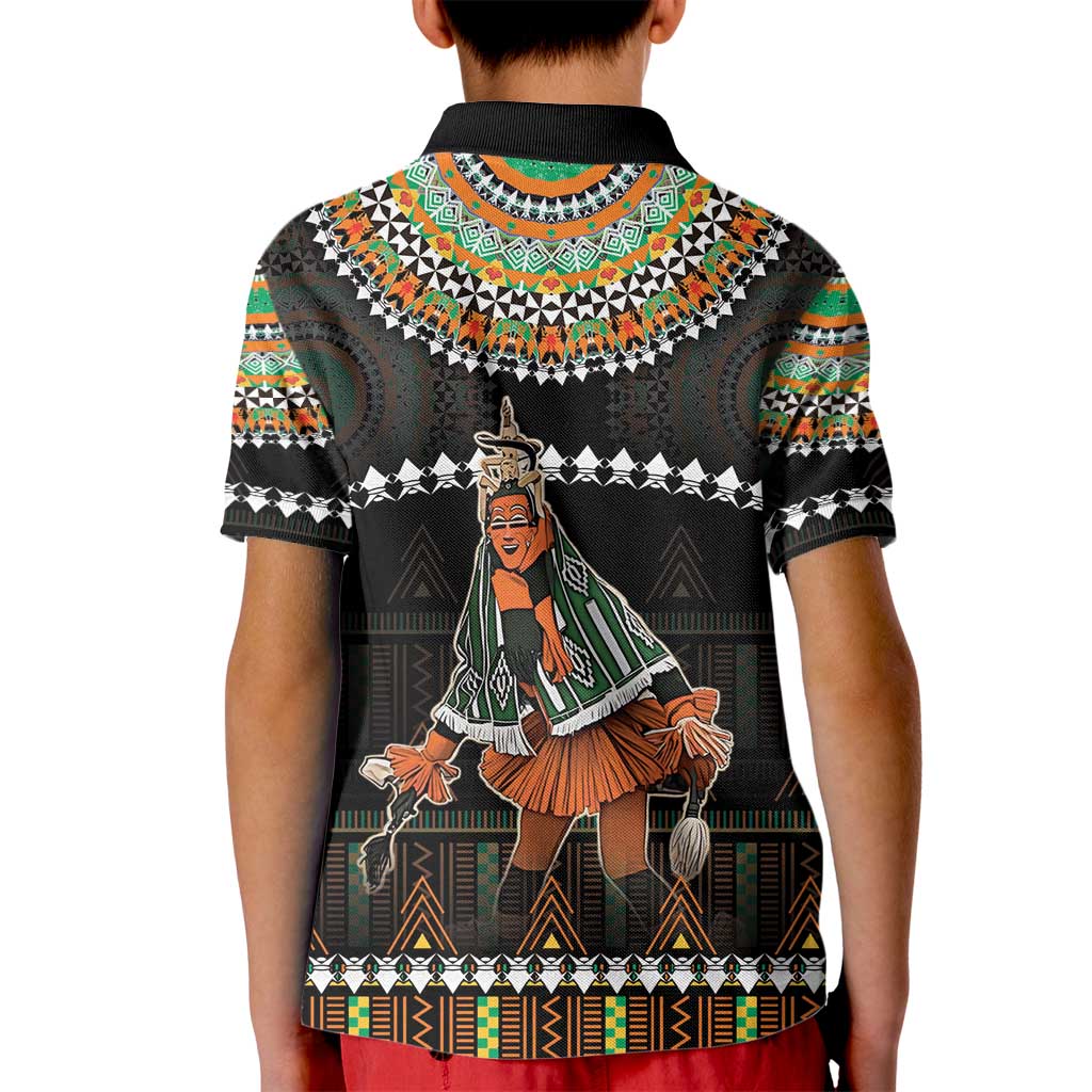 Ivory Coast Festival Of Masks Kid Polo Shirt Traditional Zaouli Dance LT05 - Wonder Print Shop
