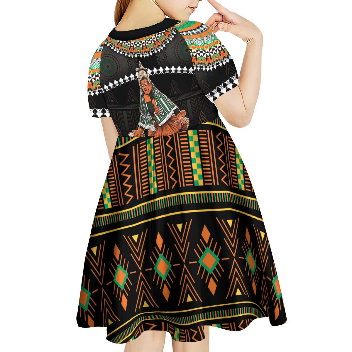 Ivory Coast Festival Of Masks Kid Short Sleeve Dress Traditional Zaouli Dance LT05 - Wonder Print Shop