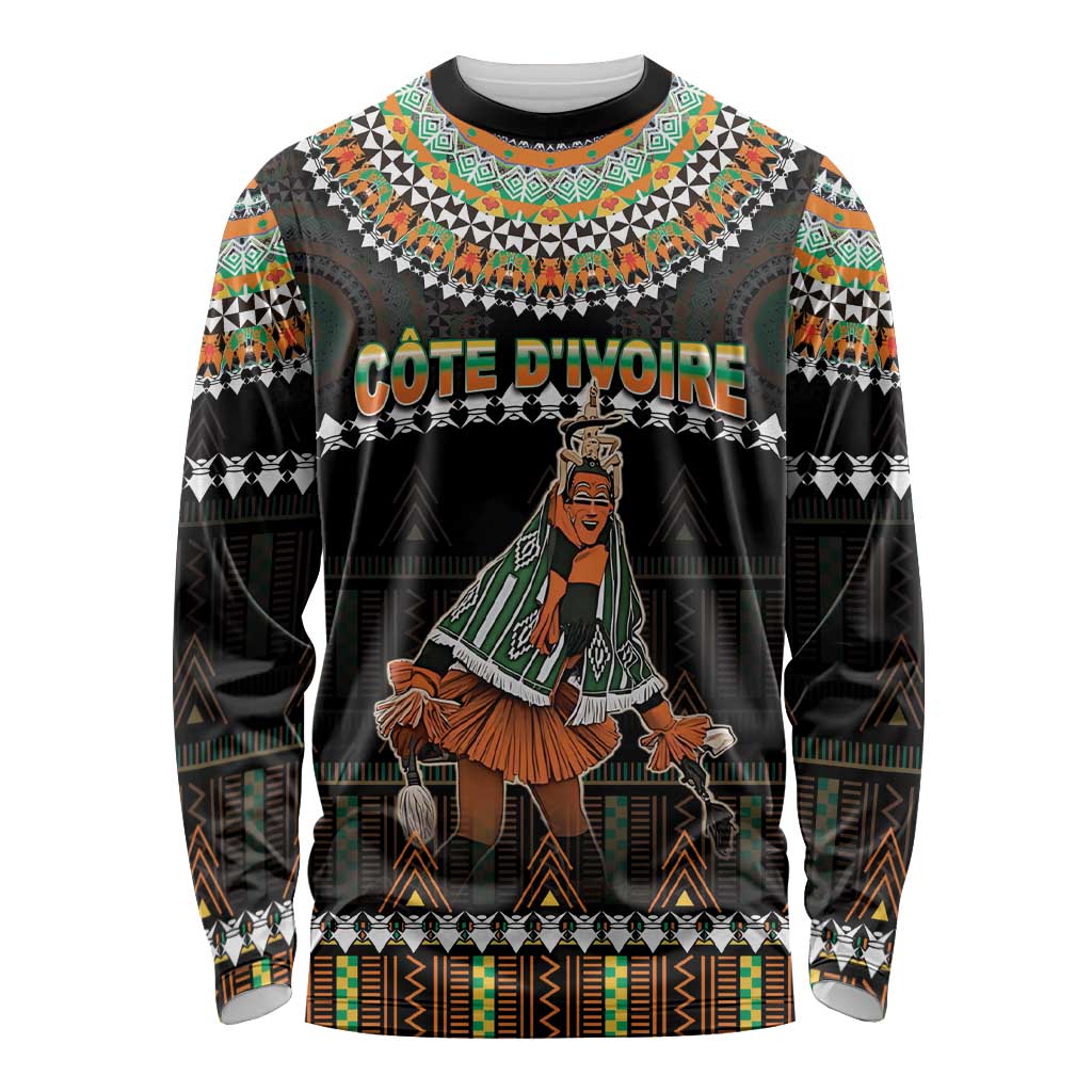 Ivory Coast Festival Of Masks Long Sleeve Shirt Traditional Zaouli Dance LT05 - Wonder Print Shop