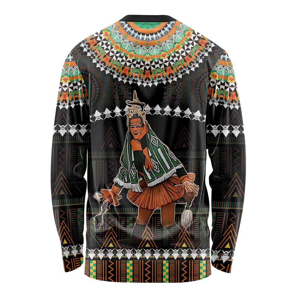 Ivory Coast Festival Of Masks Long Sleeve Shirt Traditional Zaouli Dance LT05 - Wonder Print Shop