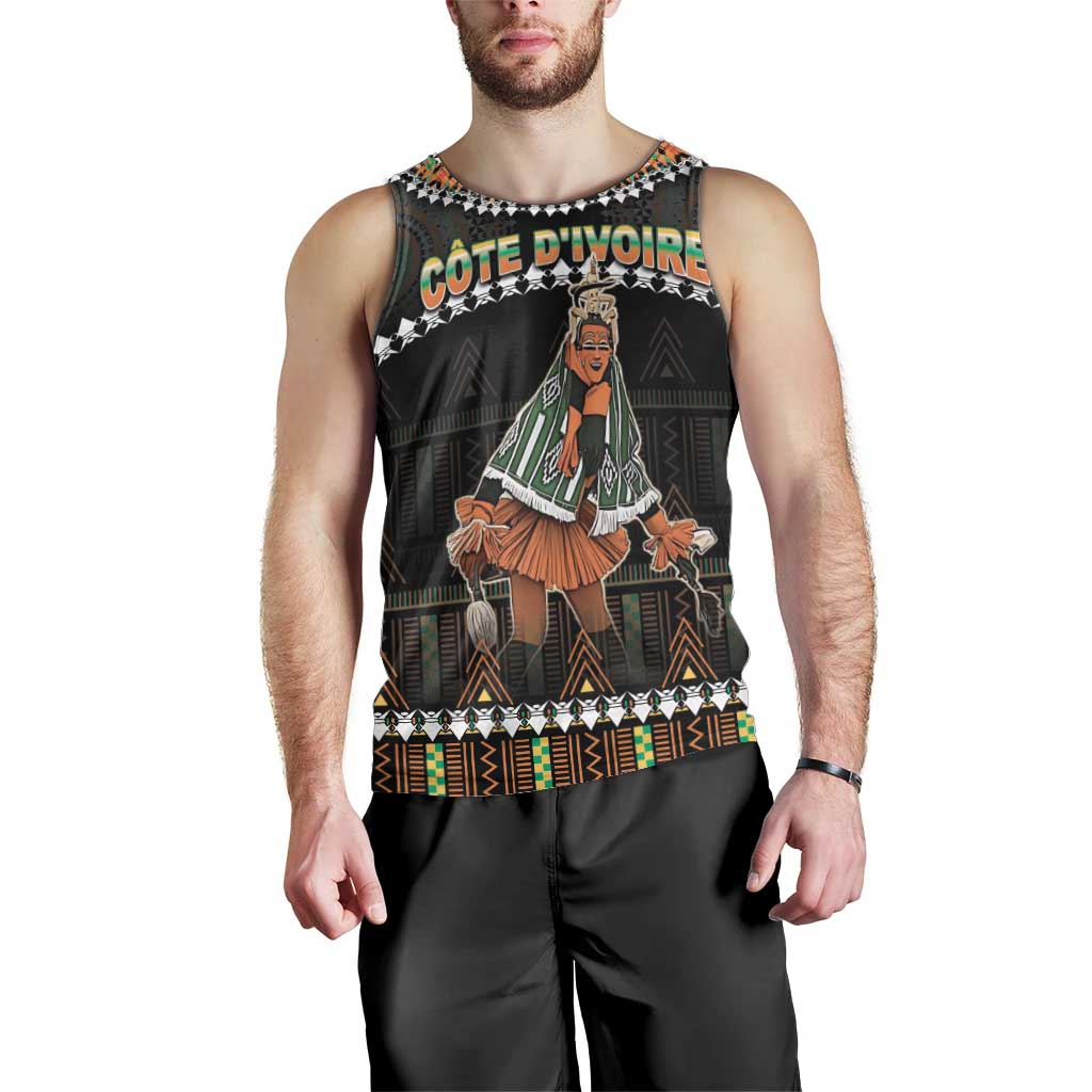 Ivory Coast Festival Of Masks Men Tank Top Traditional Zaouli Dance LT05 - Wonder Print Shop
