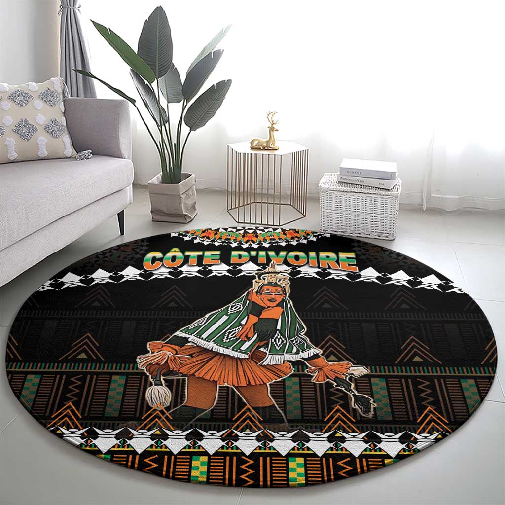 Ivory Coast Festival Of Masks Round Carpet Traditional Zaouli Dance