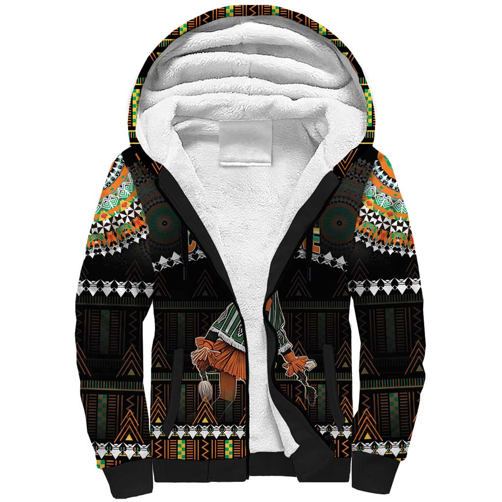 Ivory Coast Festival Of Masks Sherpa Hoodie Traditional Zaouli Dance LT05 - Wonder Print Shop