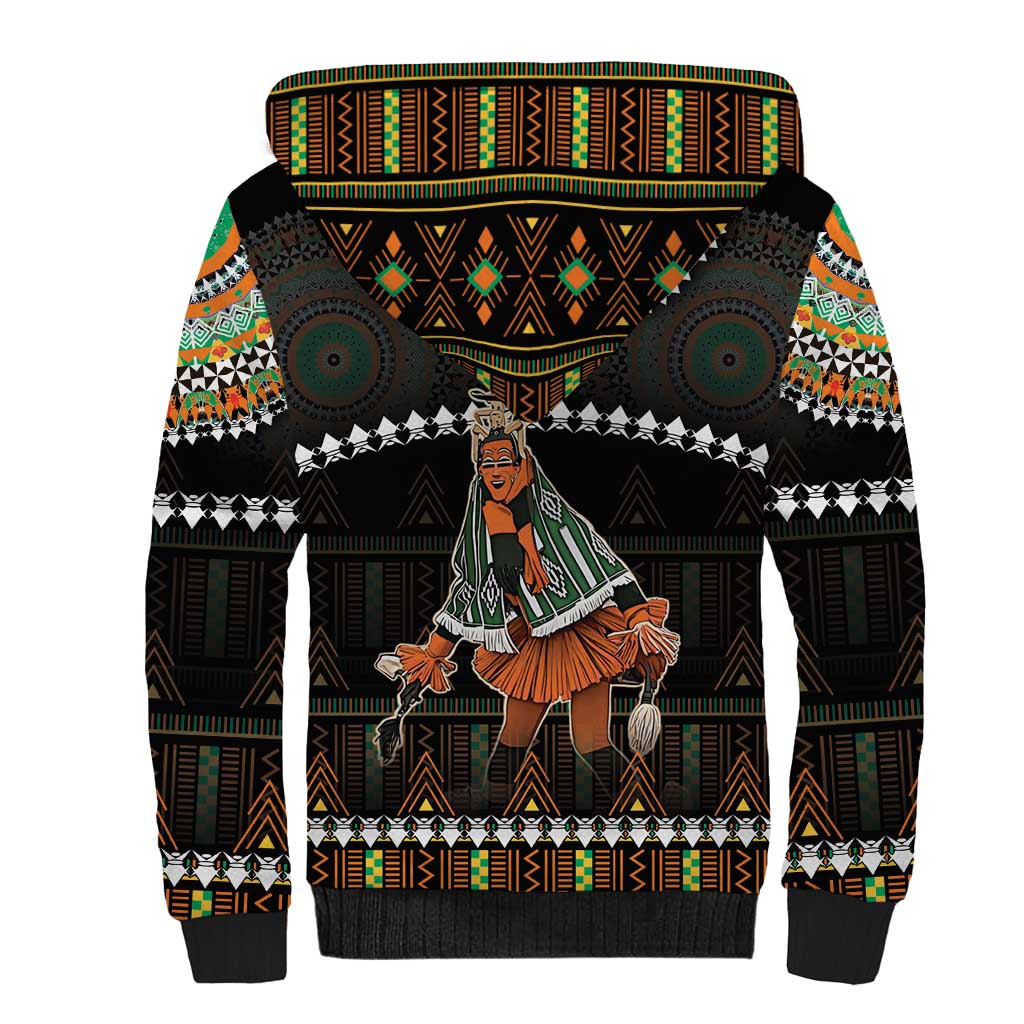 Ivory Coast Festival Of Masks Sherpa Hoodie Traditional Zaouli Dance LT05 - Wonder Print Shop