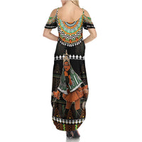 Ivory Coast Festival Of Masks Summer Maxi Dress Traditional Zaouli Dance LT05 - Wonder Print Shop