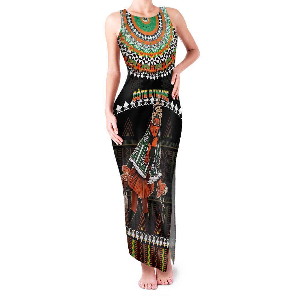 Ivory Coast Festival Of Masks Tank Maxi Dress Traditional Zaouli Dance LT05 - Wonder Print Shop