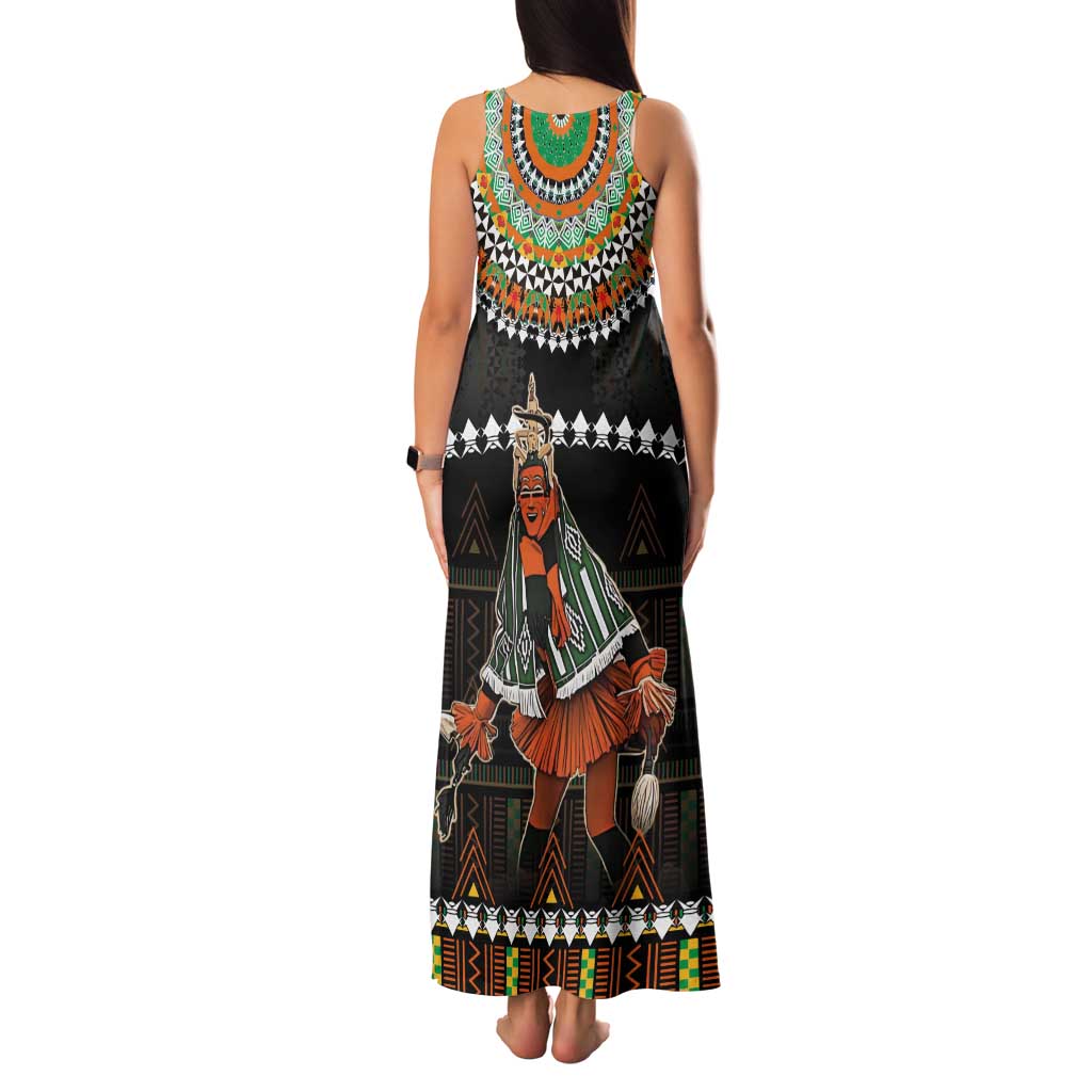 Ivory Coast Festival Of Masks Tank Maxi Dress Traditional Zaouli Dance LT05 - Wonder Print Shop