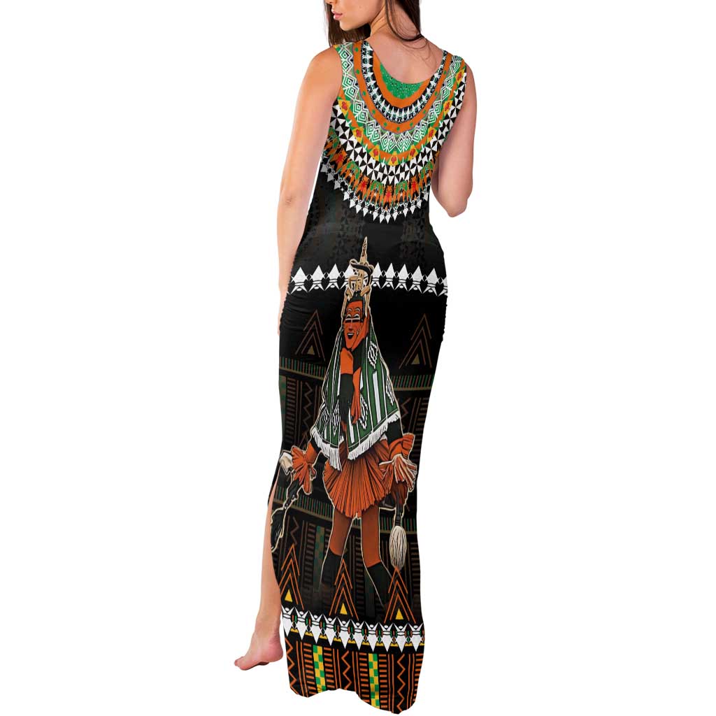 Ivory Coast Festival Of Masks Tank Maxi Dress Traditional Zaouli Dance LT05 - Wonder Print Shop
