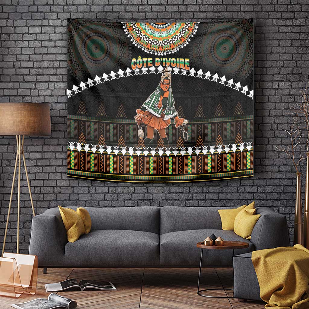 Ivory Coast Festival Of Masks Tapestry Traditional Zaouli Dance LT05 - Wonder Print Shop