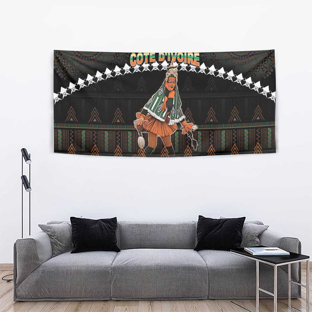 Ivory Coast Festival Of Masks Tapestry Traditional Zaouli Dance LT05 - Wonder Print Shop
