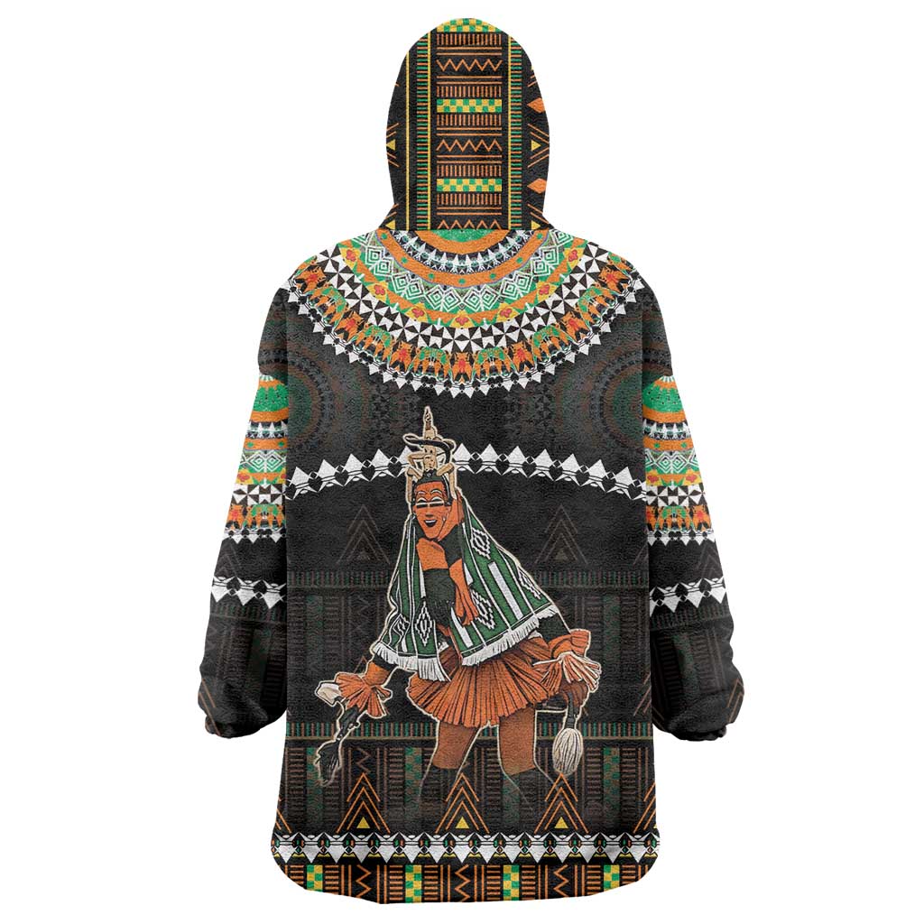 Ivory Coast Festival Of Masks Wearable Blanket Hoodie Traditional Zaouli Dance LT05 - Wonder Print Shop