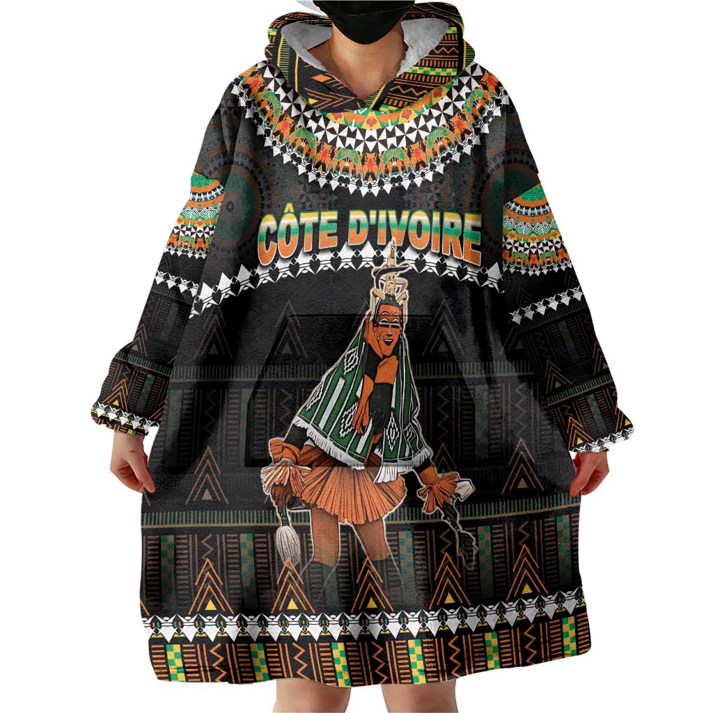 Ivory Coast Festival Of Masks Wearable Blanket Hoodie Traditional Zaouli Dance LT05 - Wonder Print Shop