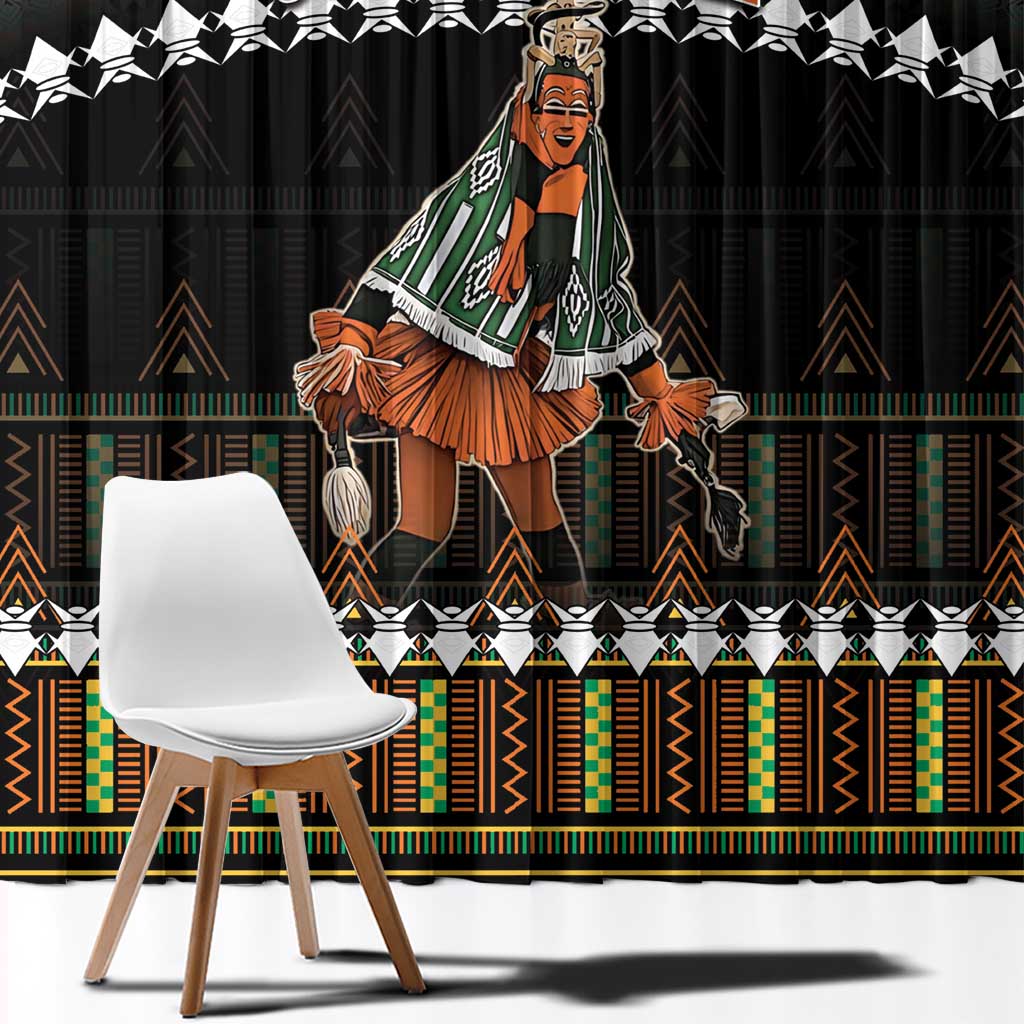 Ivory Coast Festival Of Masks Window Curtain Traditional Zaouli Dance LT05 - Wonder Print Shop