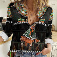 Ivory Coast Festival Of Masks Women Casual Shirt Traditional Zaouli Dance LT05 - Wonder Print Shop