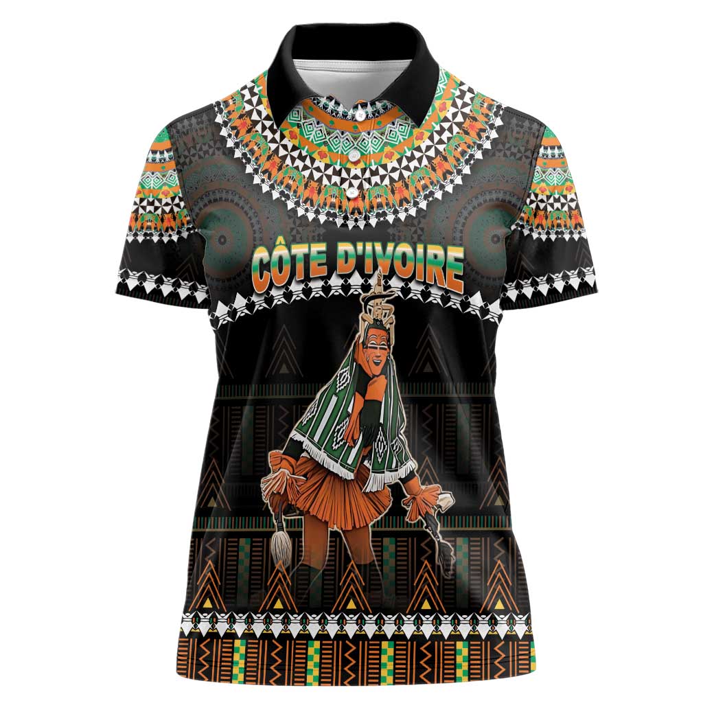 Ivory Coast Festival Of Masks Women Polo Shirt Traditional Zaouli Dance LT05 - Wonder Print Shop