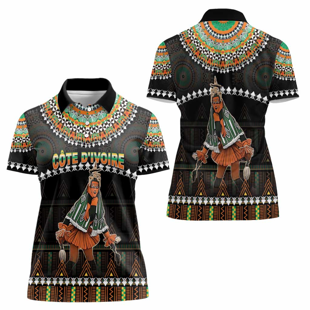 Ivory Coast Festival Of Masks Women Polo Shirt Traditional Zaouli Dance LT05 - Wonder Print Shop