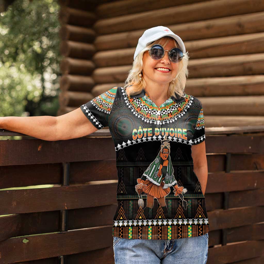 Ivory Coast Festival Of Masks Women Polo Shirt Traditional Zaouli Dance LT05 - Wonder Print Shop